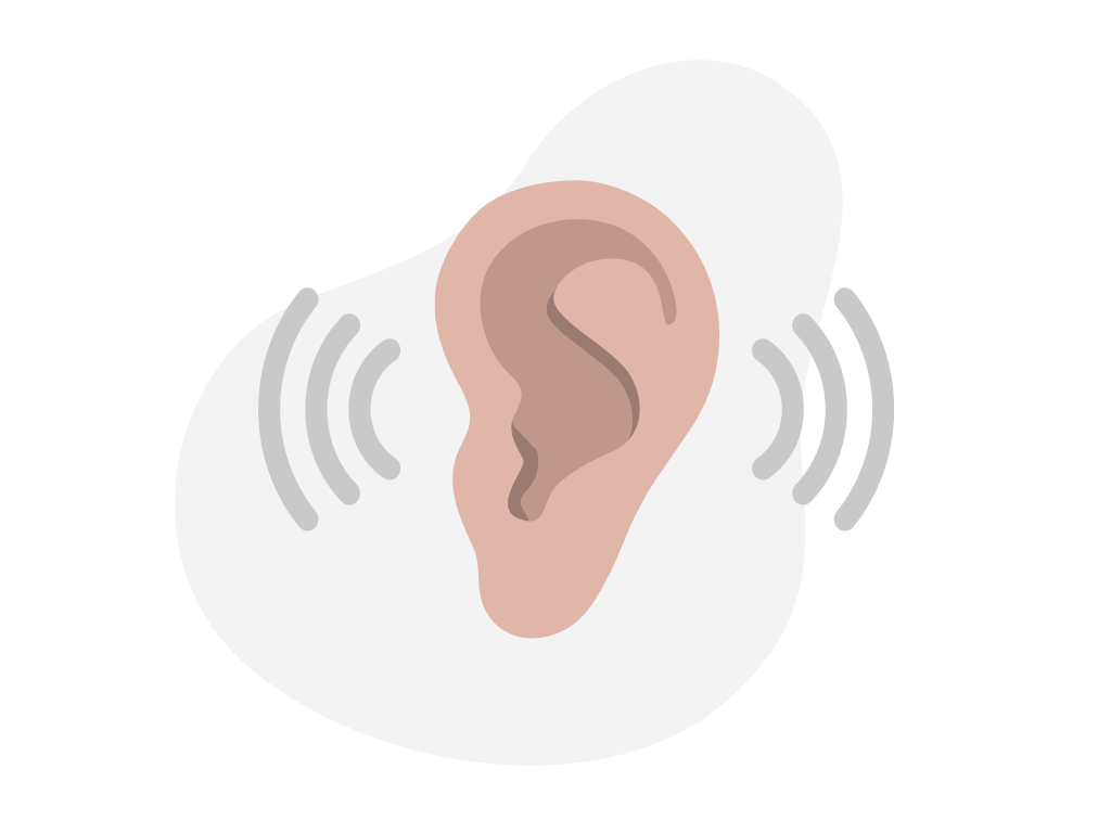 Ohr, das Zuhören symbolisieren soll.
