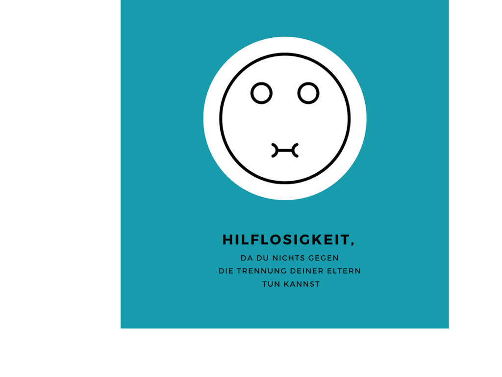 Hilfloser Emoji mit dem Text: Hilflosigkeit, da du nichts gegen die Trennung deiner Eltern tun kannst.